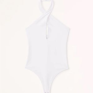 A&F White halter body suit